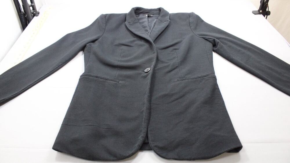 Mossimo Womens Black Knit Blazer Jacket Size M Single Button Stretch Career Coat